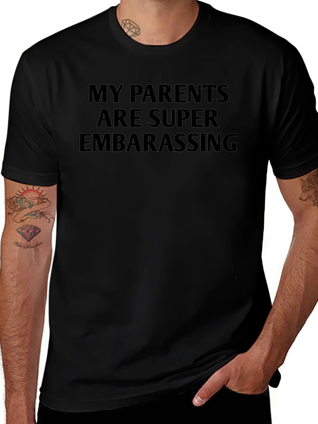 Funny My Parents Are Super Embarrassing Black T-Shirt