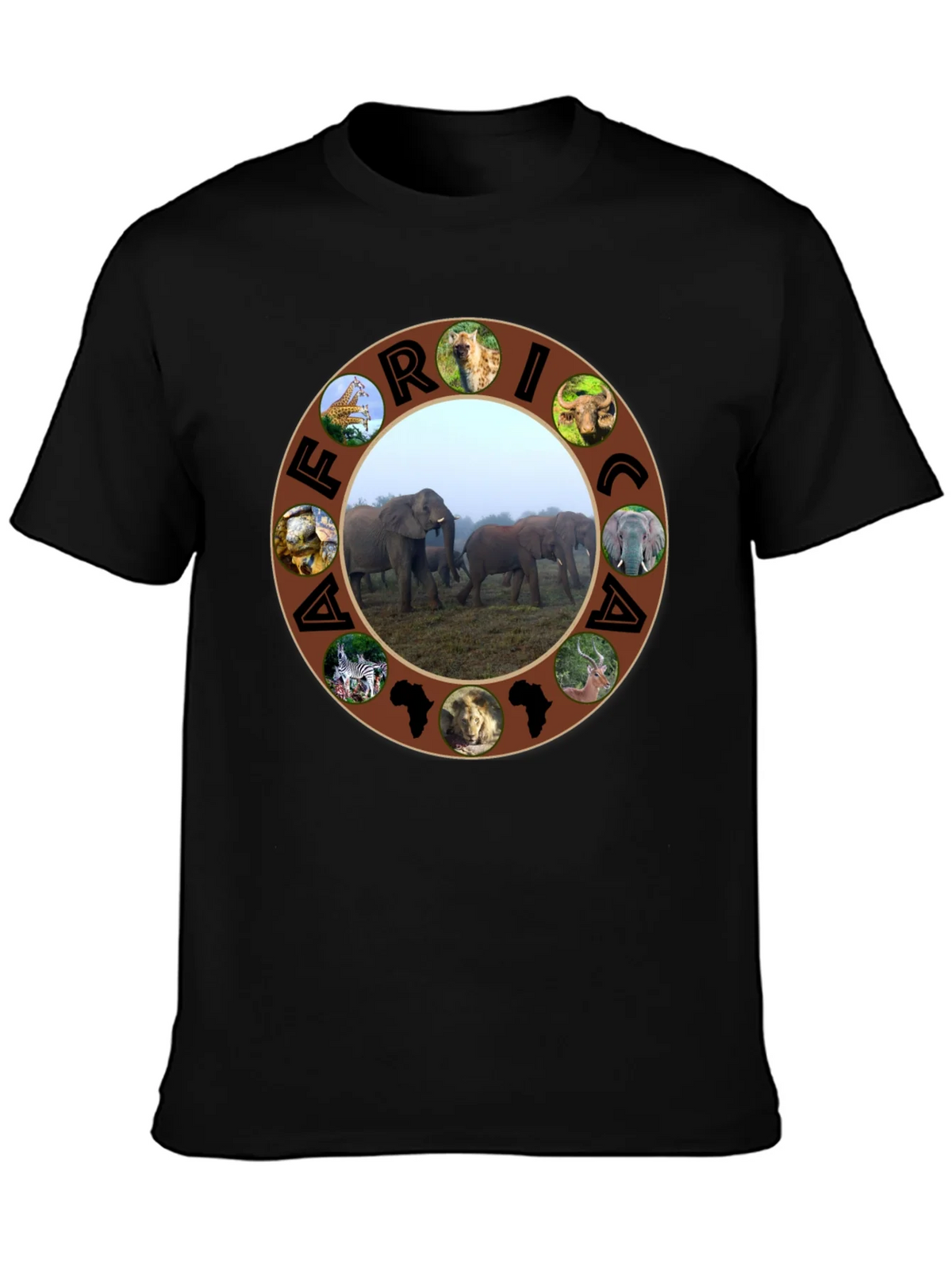 Africa Wildlife T-Shirt - Black Safari Tee