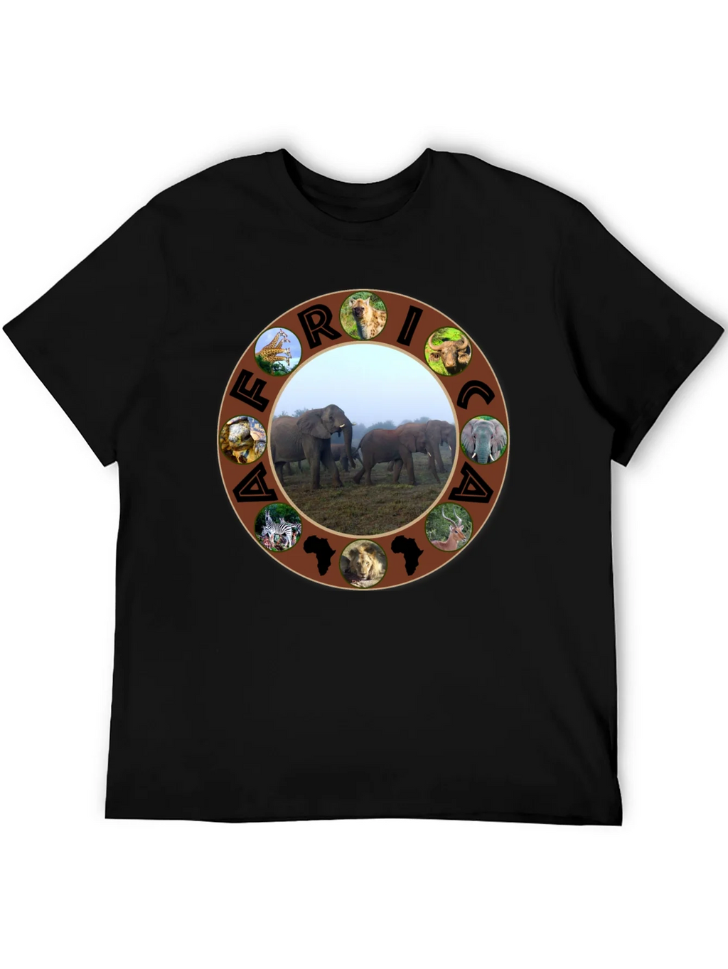 Africa Wildlife T-Shirt - Black Safari Tee
