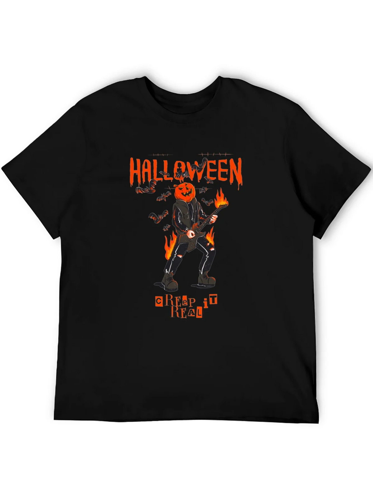 Halloween Pumpkin Head Guitarist T-Shirt
