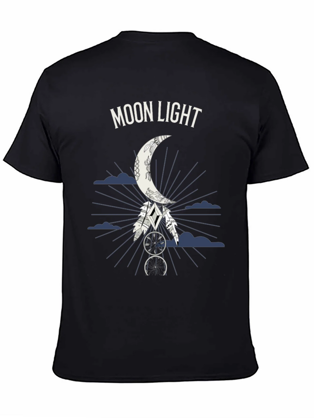 Moonlight Graphic Tee - Dreamcatcher Design - Black T-Shirt