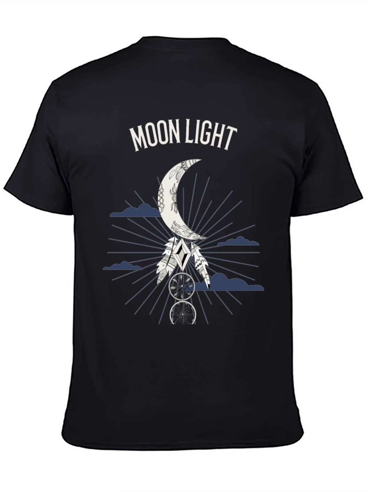 Moonlight Graphic Tee - Dreamcatcher Design - Black T-Shirt
