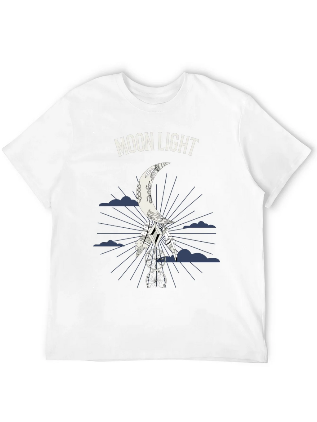 Moonlight Graphic Tee - Dreamcatcher Design - Black T-Shirt