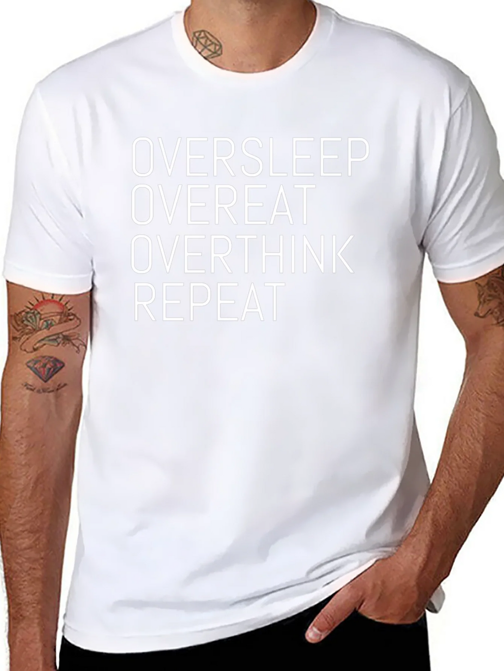 Oversleep Overeat Graphic Tee - Black Cotton T-Shirt