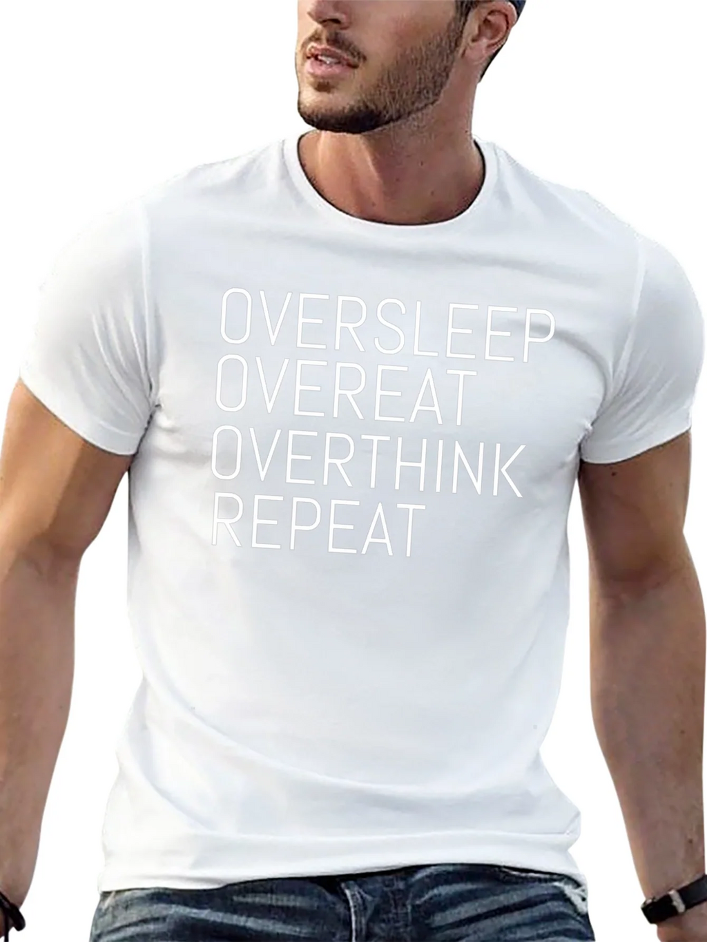 Oversleep Overeat Graphic Tee - Black Cotton T-Shirt