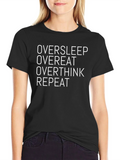 Oversleep Overeat Graphic Tee - Black Cotton T-Shirt