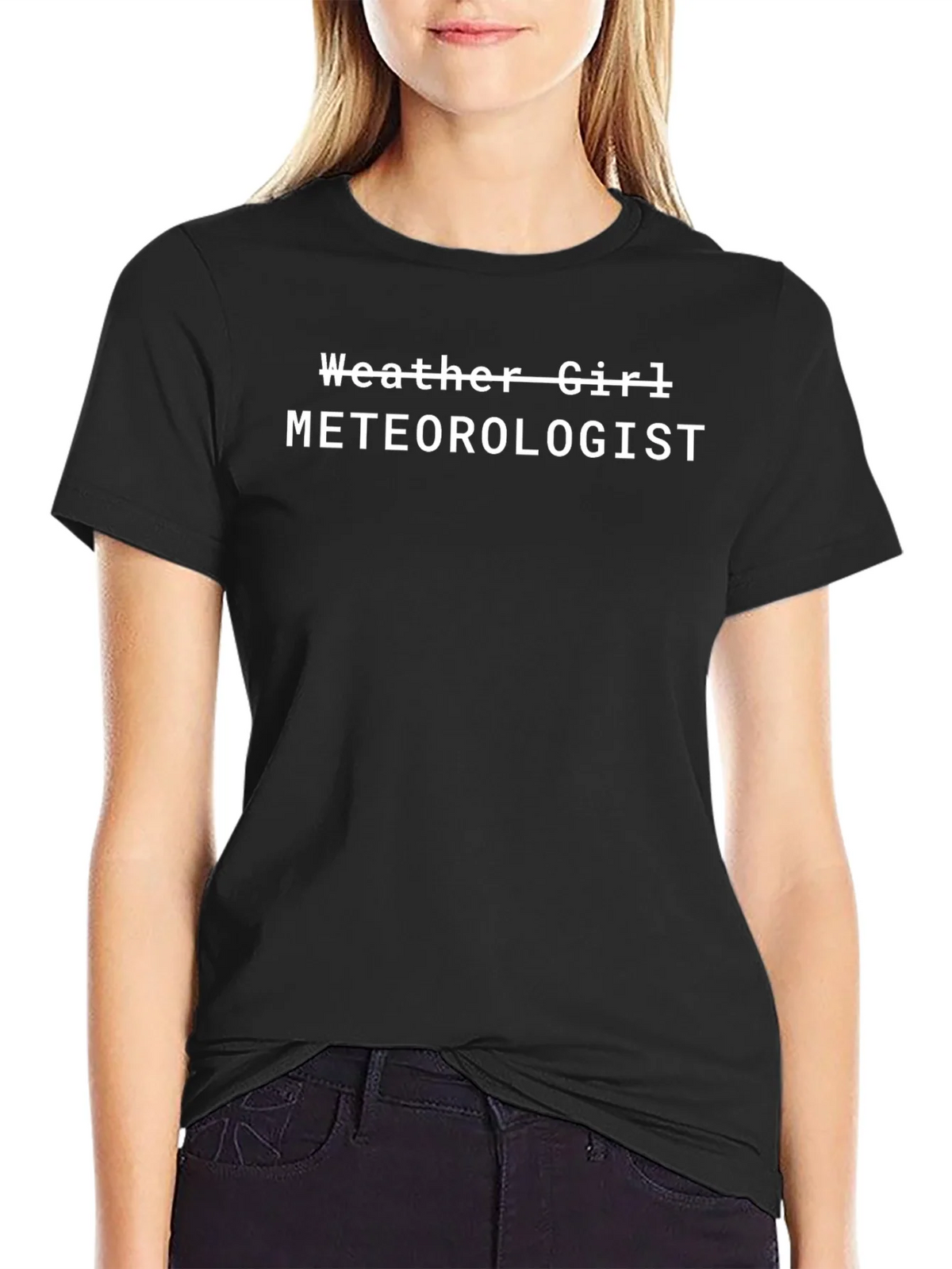 Weather Girl Meteorologist Black Graphic T-Shirt