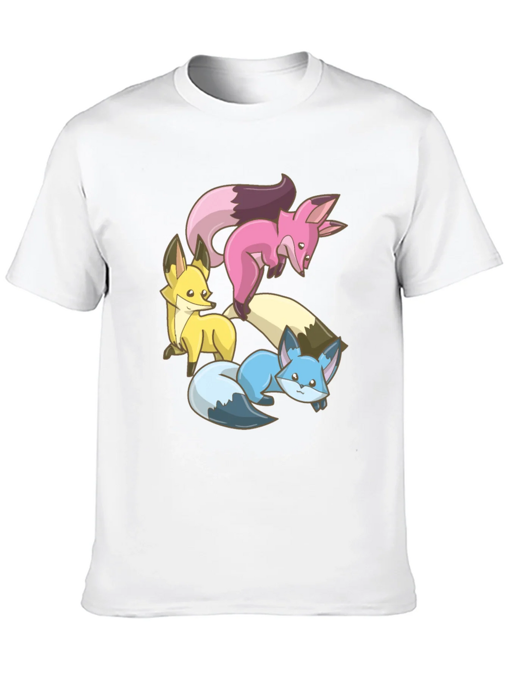 Cute Fox Trio Graphic Tee - Soft Cotton Blend