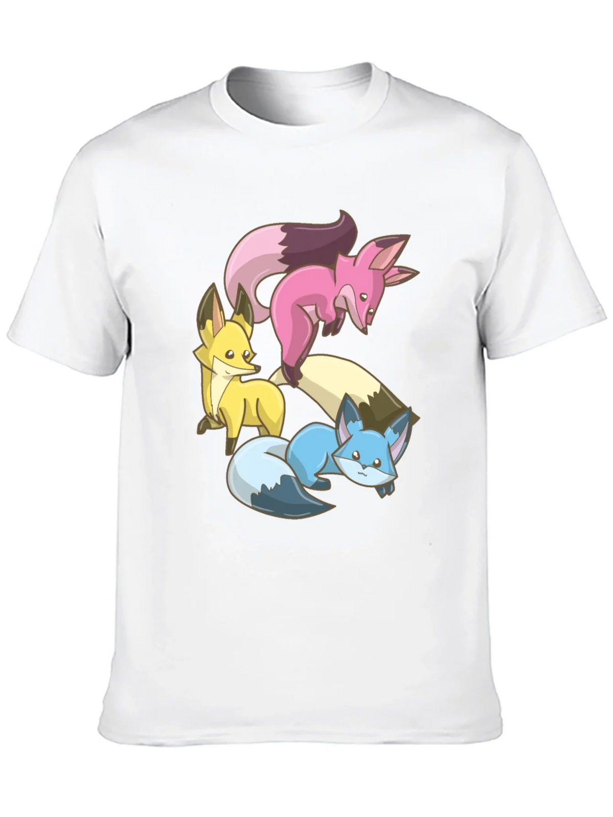 Cute Fox Trio Graphic Tee - Soft Cotton Blend