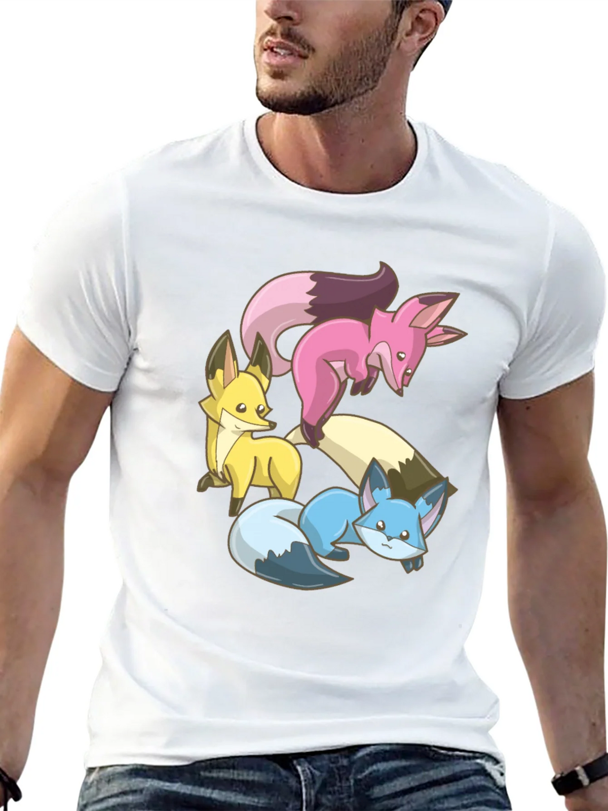 Cute Fox Trio Graphic Tee - Soft Cotton Blend