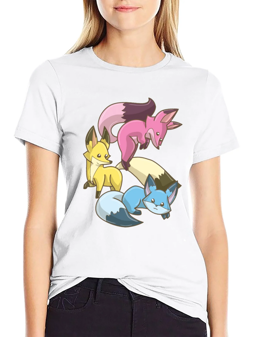 Cute Fox Trio Graphic Tee - Soft Cotton Blend