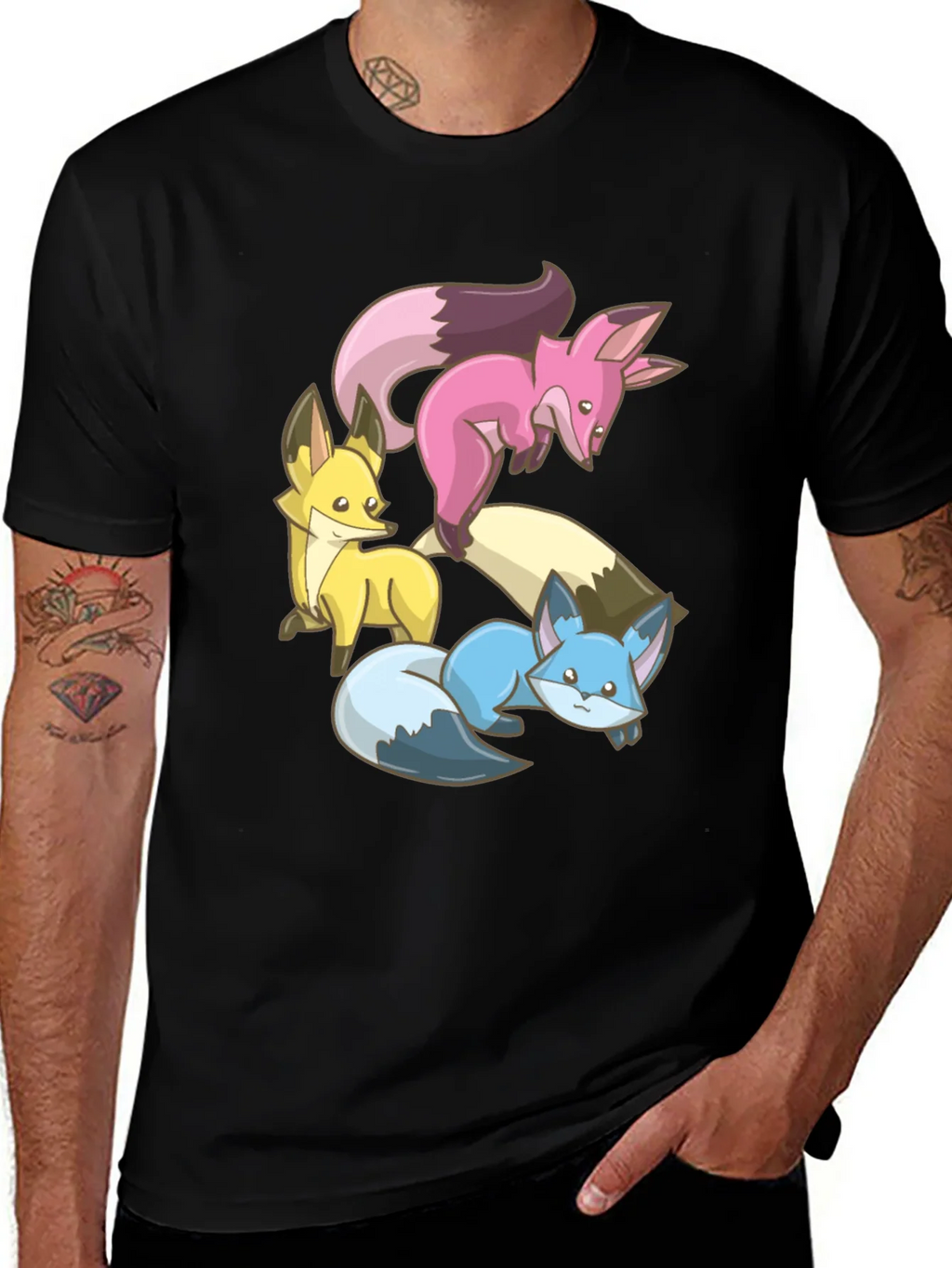 Cute Fox Trio Graphic Tee - Soft Cotton Blend