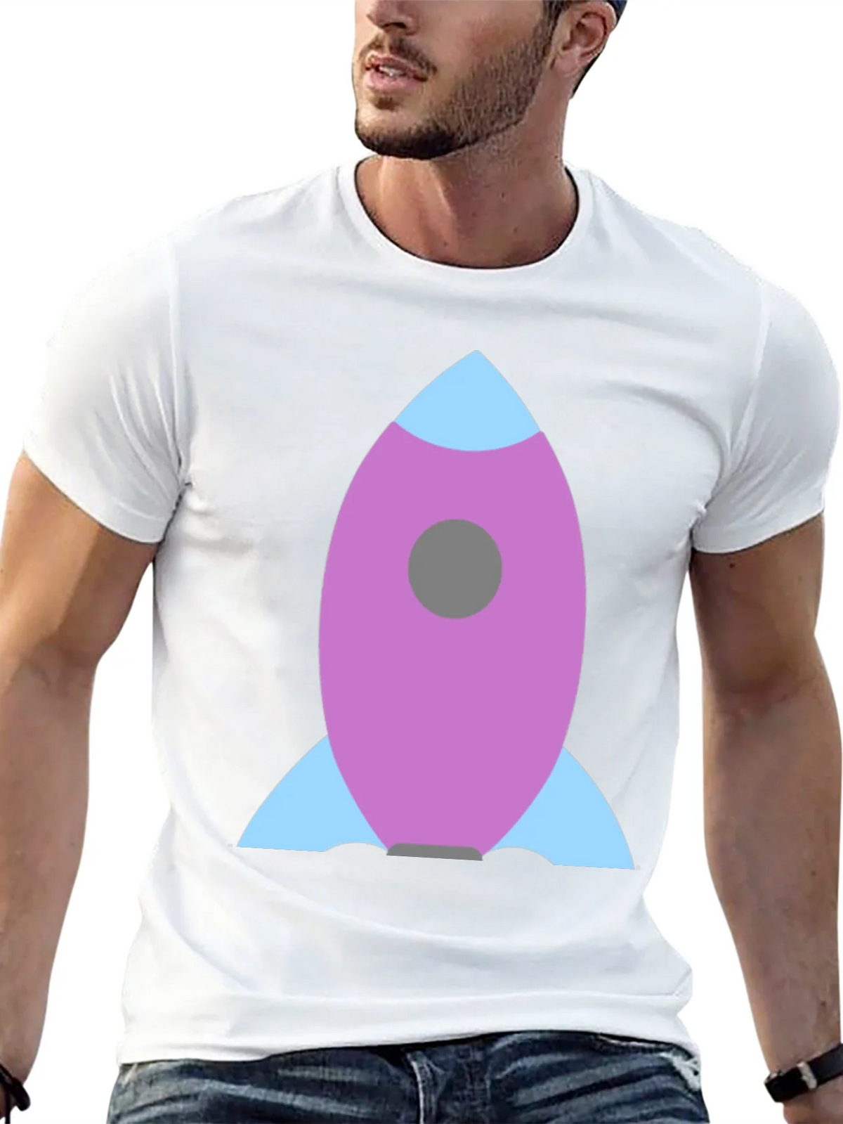 Rocket Graphic Black Tee - Blast Off in Style!