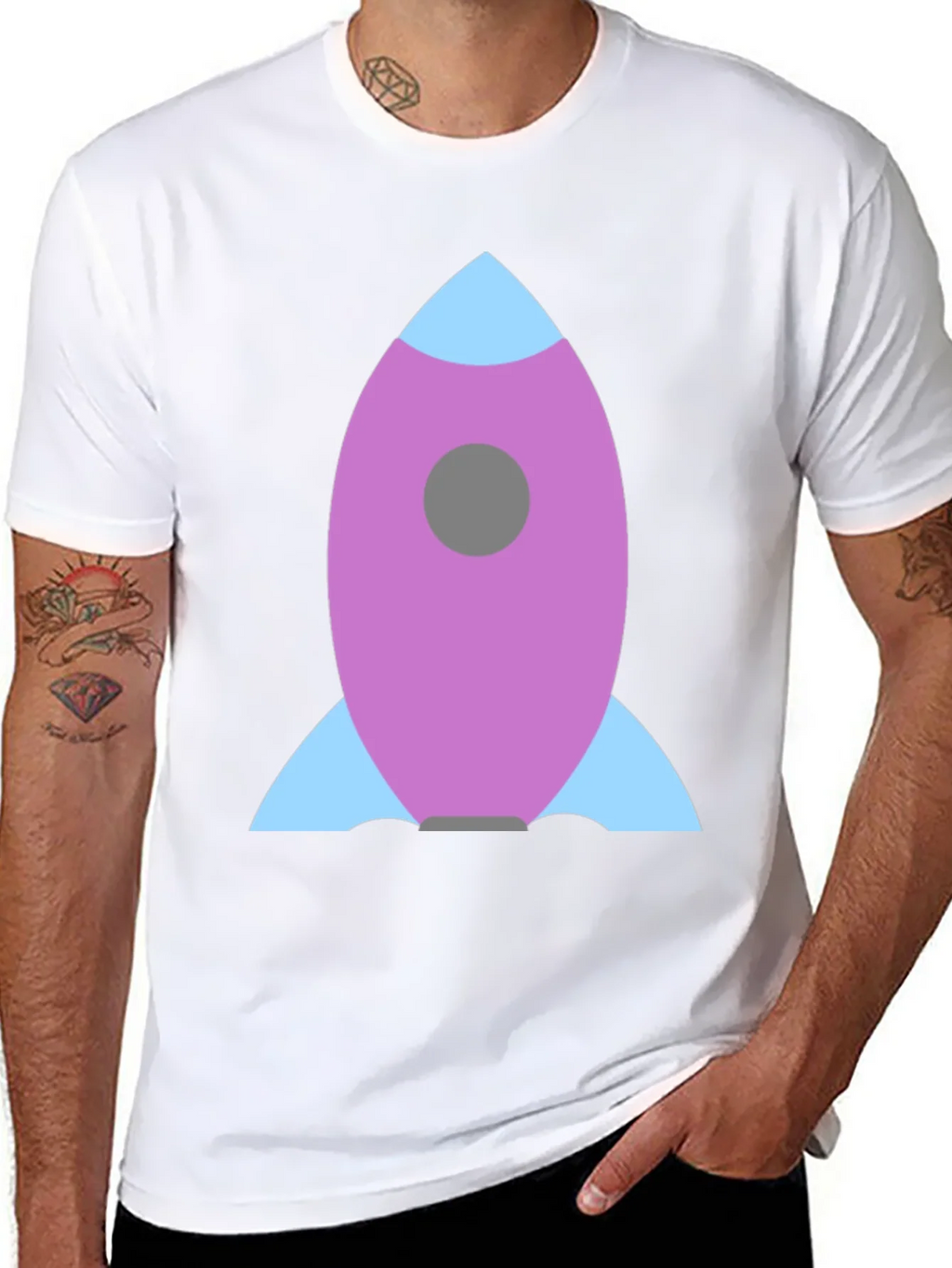 Rocket Graphic Black Tee - Blast Off in Style!