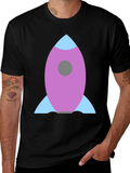 Rocket Graphic Black Tee - Blast Off in Style!