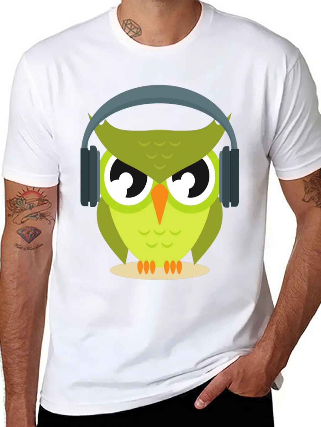 Owl with Headphones Graphic Tee - Cool & Trendy