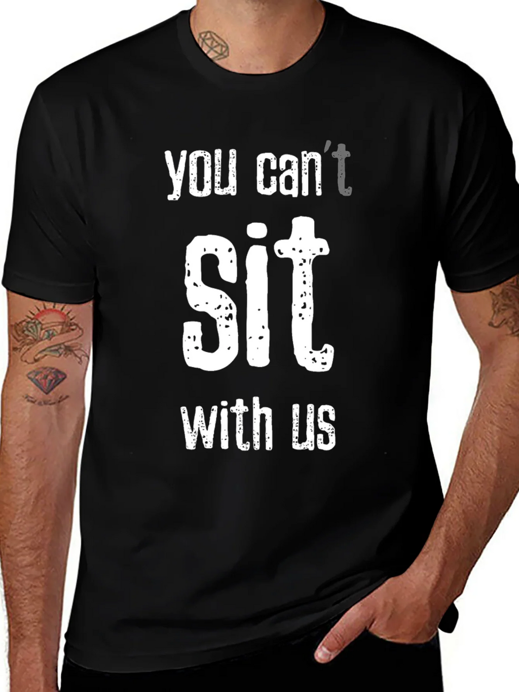 Funny You Cant Sit With Us Black T-Shirt