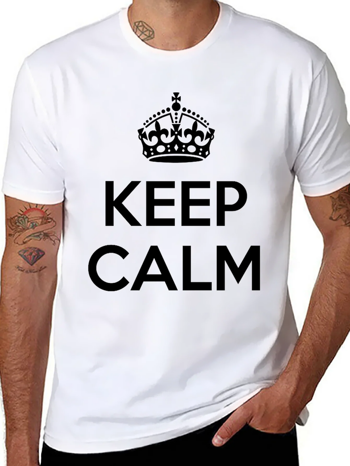 Keep Calm Crown Graphic T-Shirt - Classic Design