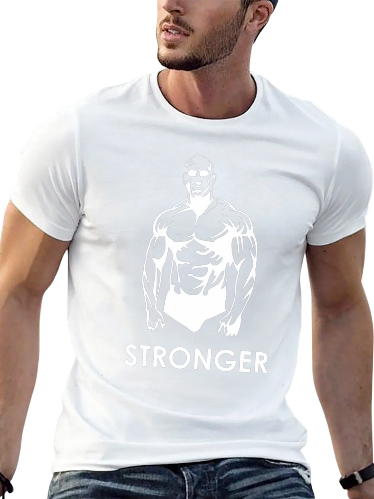Stronger Graphic Print Mens Black T-Shirt