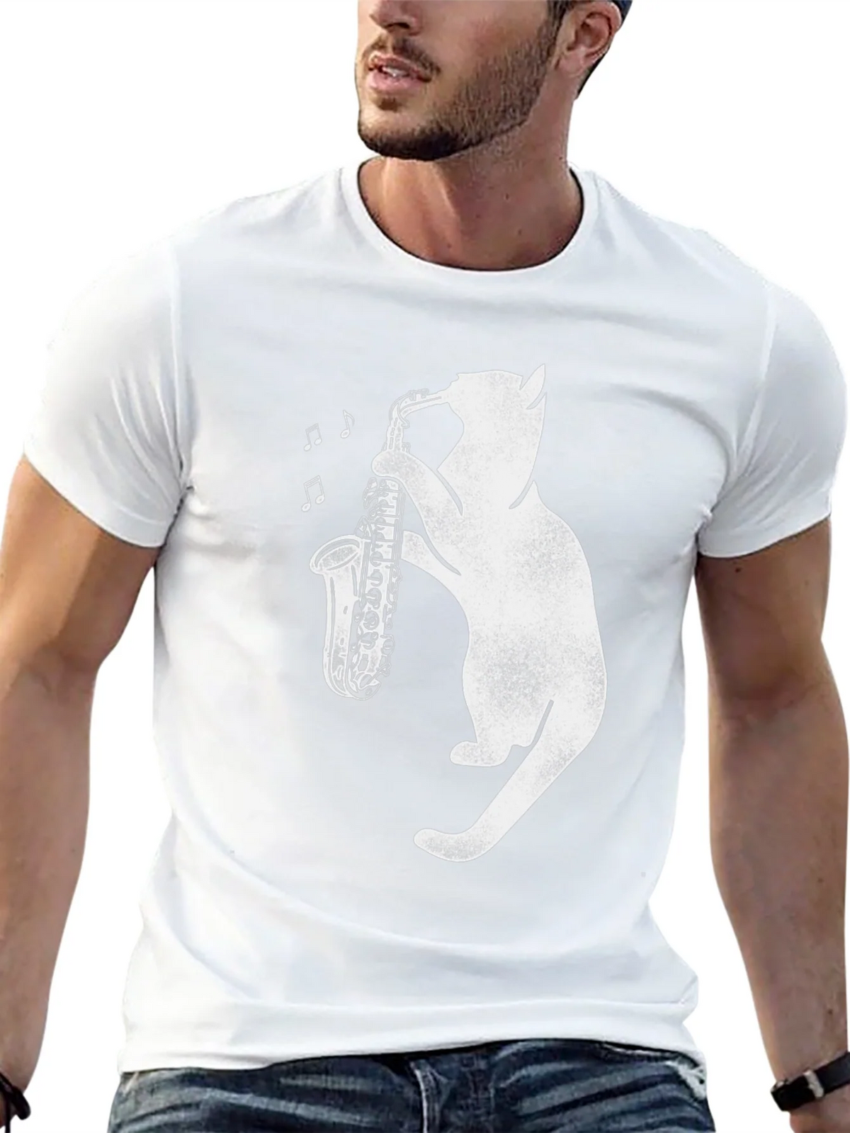 Cat Saxophone T-Shirt: Cool Music Lover Tee