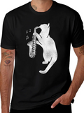 Cat Saxophone T-Shirt: Cool Music Lover Tee
