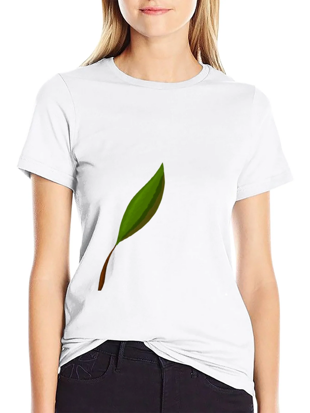 Leaf Graphic Print Black Tee