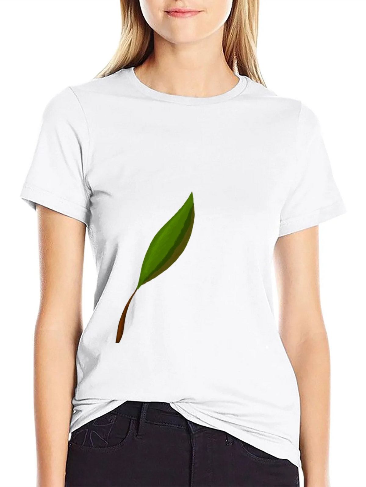 Leaf Graphic Print Black Tee