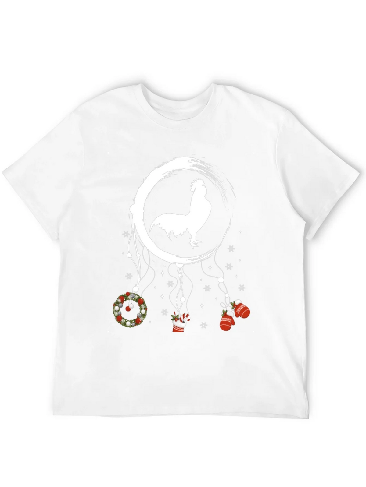 Festive Rooster Dreamcatcher Graphic Tee - Christmas