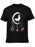Festive Rooster Dreamcatcher Graphic Tee - Christmas